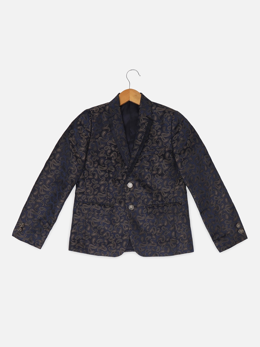 

Allen Solly Junior Boys Printed Single-Breasted Party Blazer, Navy blue