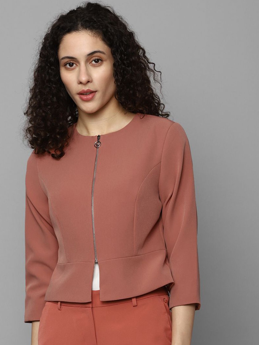 

Allen Solly Woman Round Neck Blazers, Brown