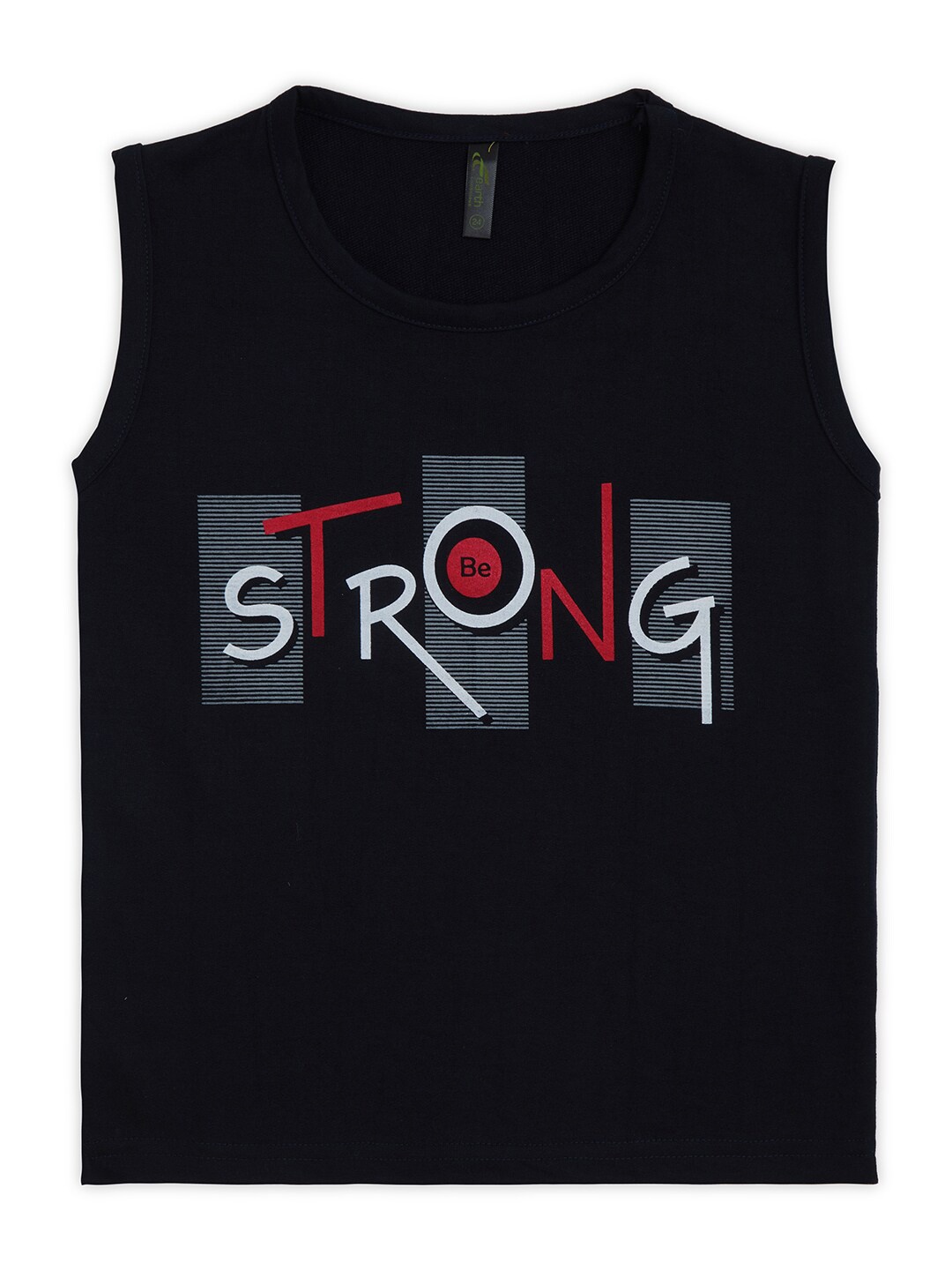 

earth conscious Boys Typography Printed Sleeveless Casual T-shirt, Navy blue