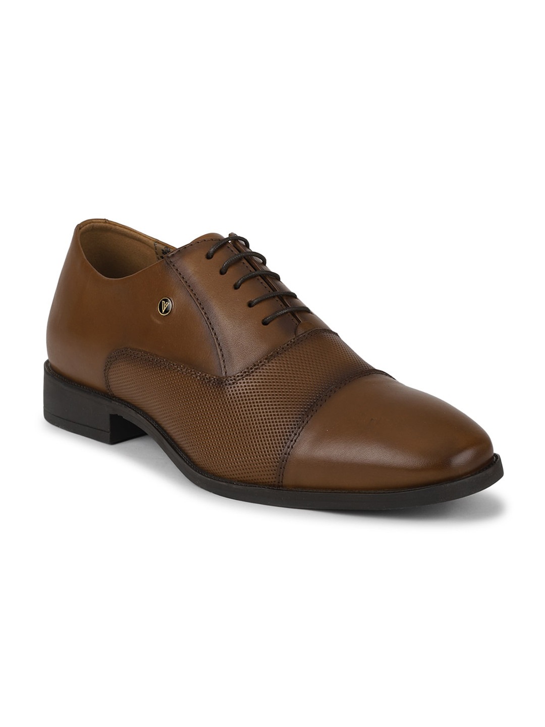 

Van Heusen Men Textured Leather Formal Oxford Shoes, Brown