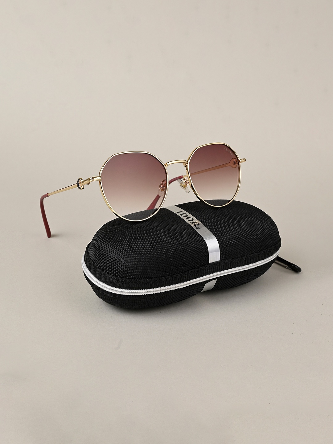 

IDOR Unisex Round Sunglasses with UV Protected Lens IDOR-56042, Brown