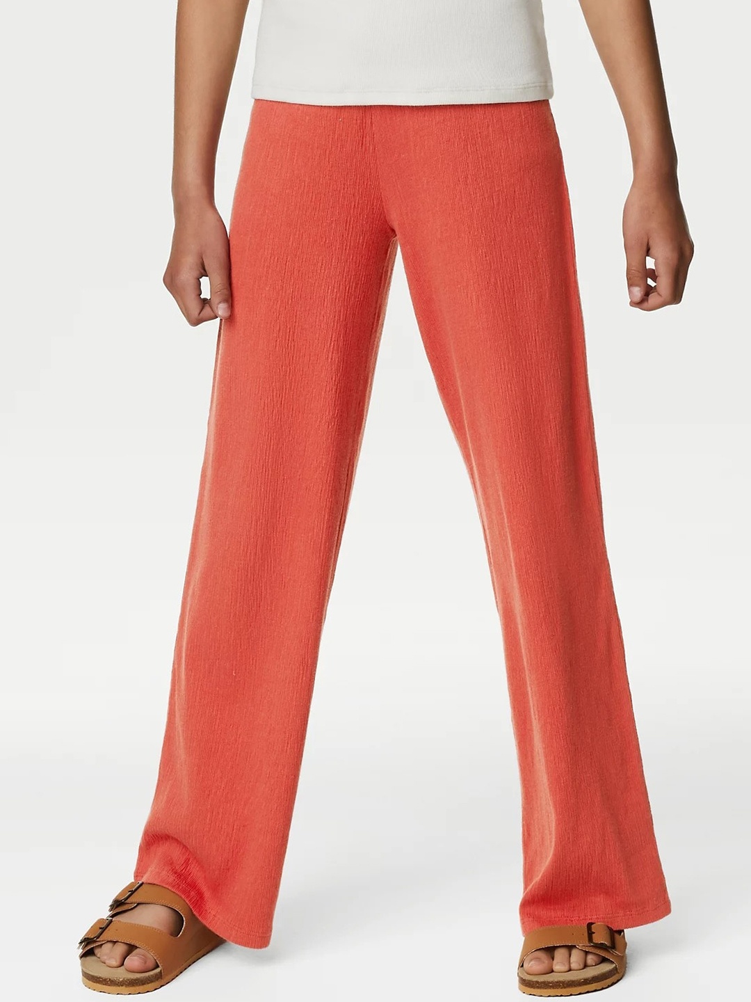 

Marks & Spencer Girls High-Rise Wide Leg Trouser, Coral