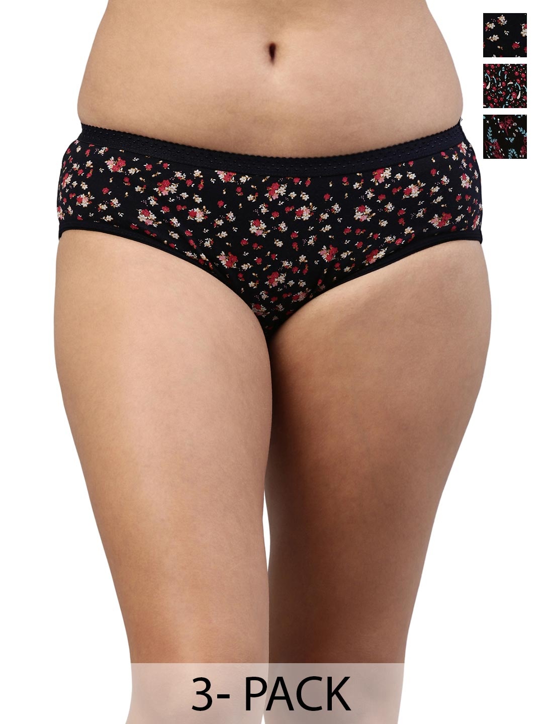 

Feelings Pack Of 3 Assorted Cotton Snug Fit Hipster Briefs