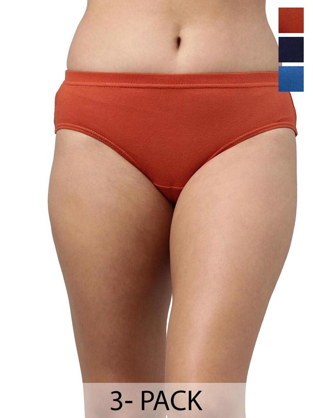 

Feelings Pack Of 3 Assorted Cotton Mid-Rise Anti Microbial Hipster Briefs