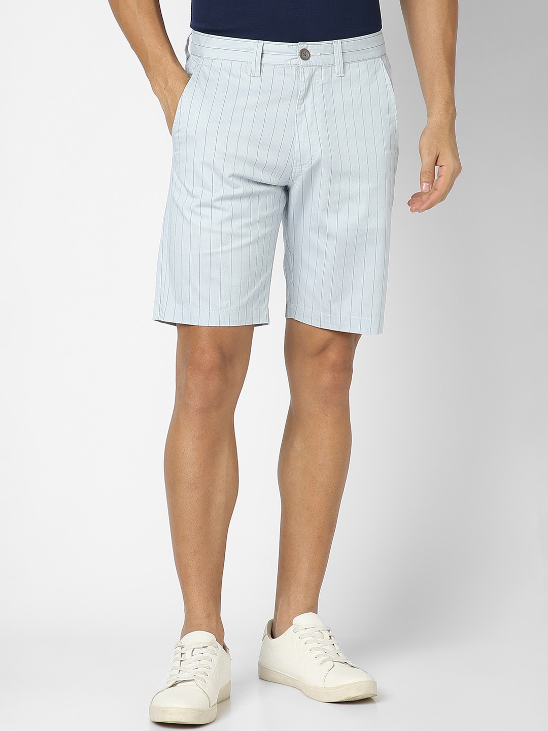 

Peter England Casuals Men Striped Technology Shorts, Blue