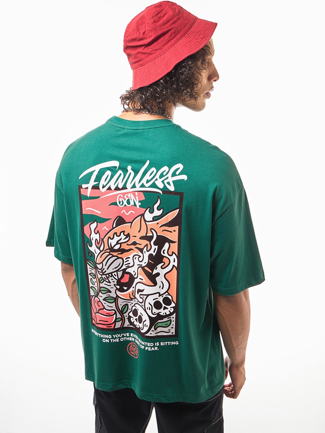 

Bewakoof Graphic Printed Super Loose Fit Cotton T-shirt, Green