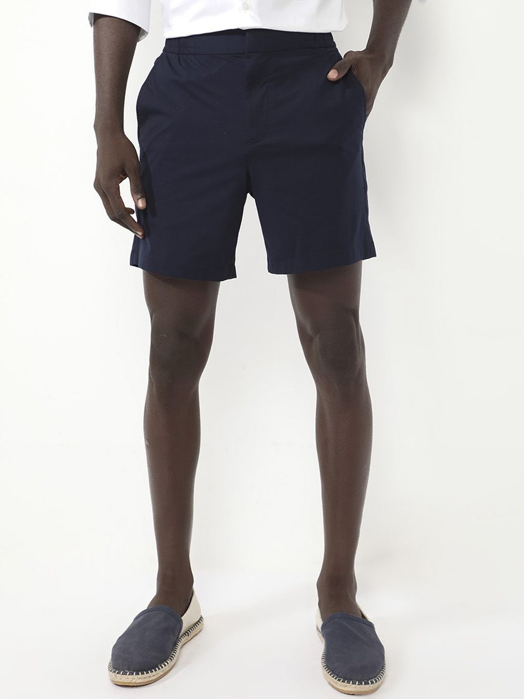 

RARE RABBIT Men Myka Relaxed Fit Mid-Rise Shorts, Navy blue