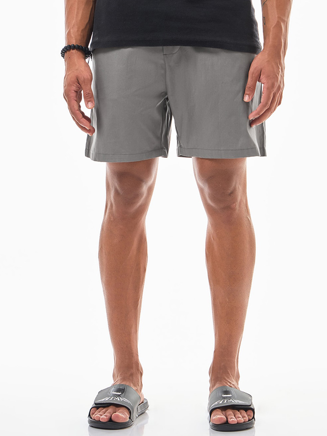 

Bewakoof Men Grey Mid-Rise Cotton Shorts