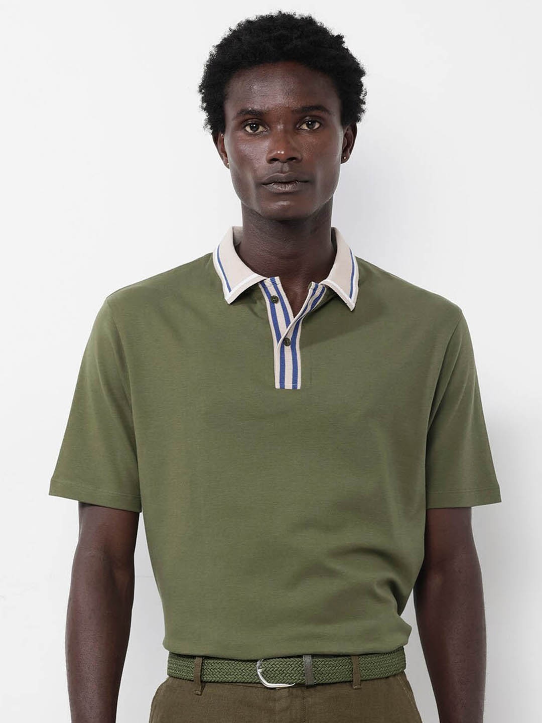 

RARE RABBIT Men Territ Polo Collar T-Shirt, Olive