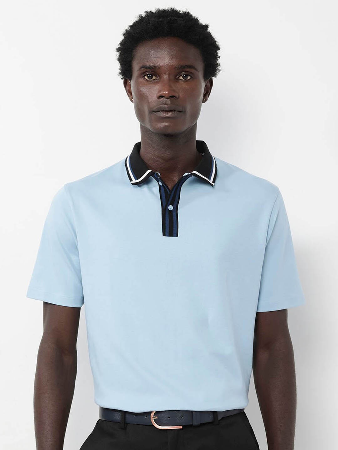 

RARE RABBIT Men Territ Polo Collar Short Sleeves T-Shirt, Blue