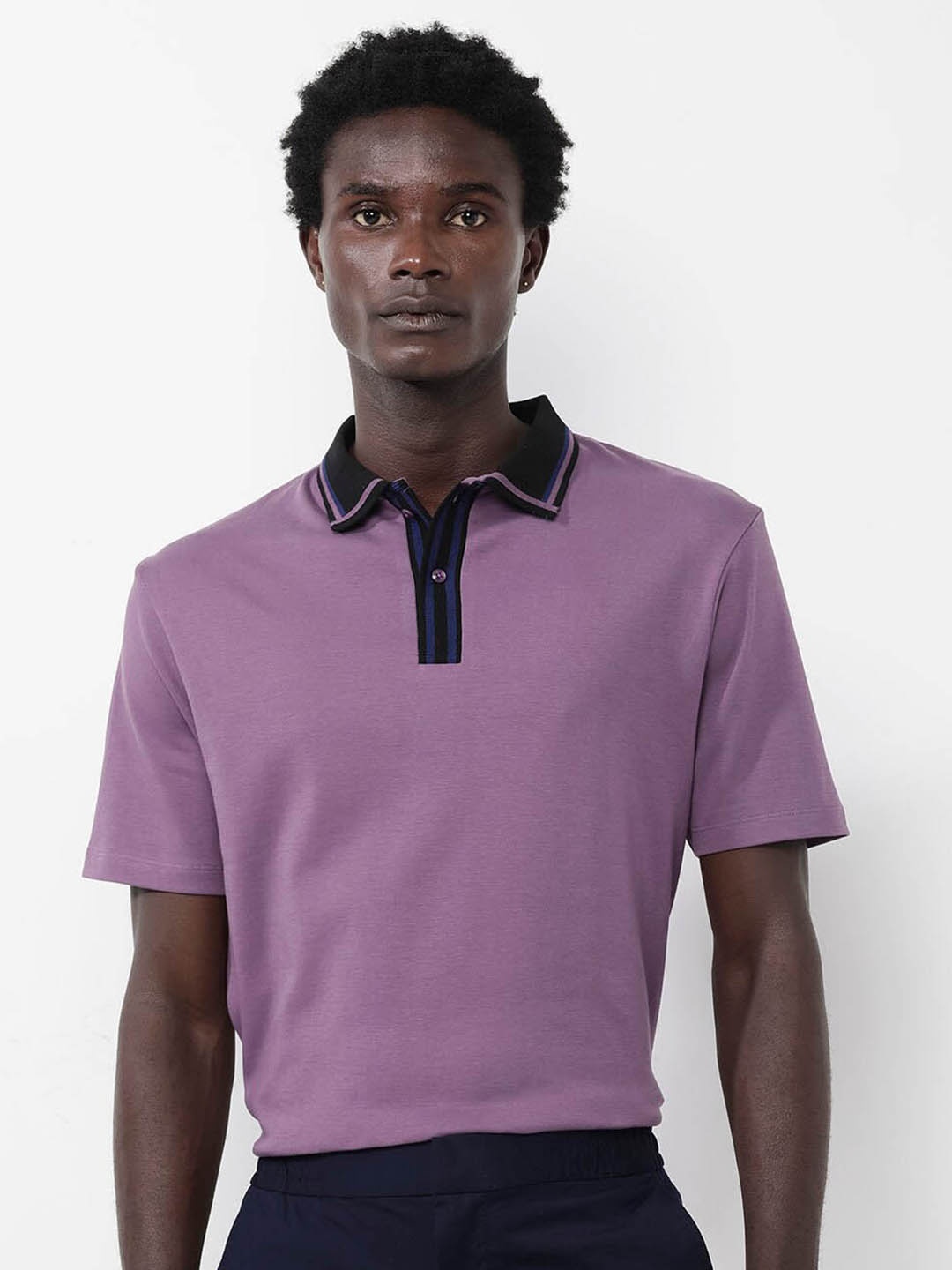 

RARE RABBIT Men Territ Polo Collar Short Sleeves T-Shirt, Purple