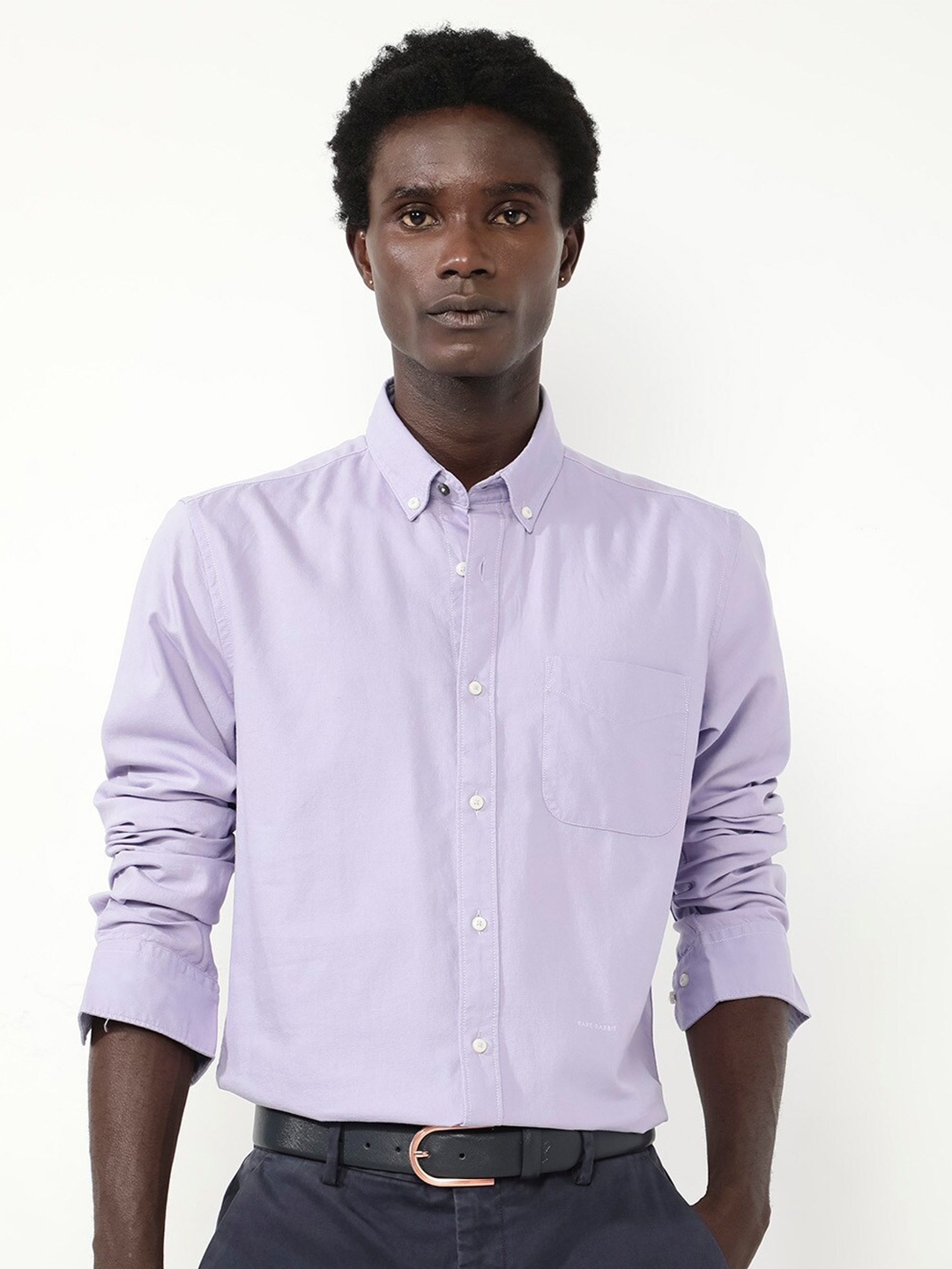 RARE RABBIT Men Auxfo Regular Fit Button-Down Collar Shirt, Purple