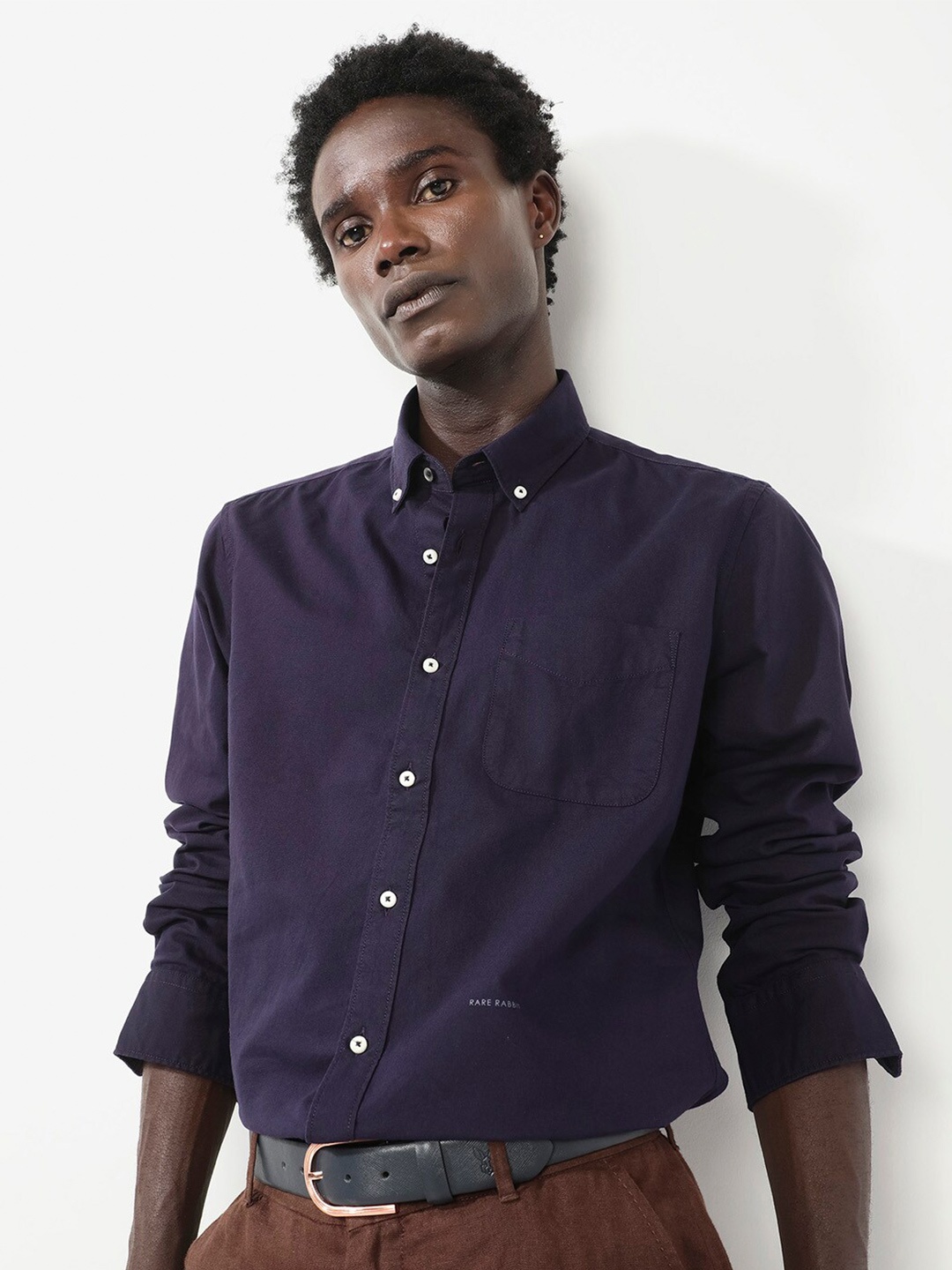 

RARE RABBIT Men Auxfo Regular Fit Button-Down Collar Shirt, Purple