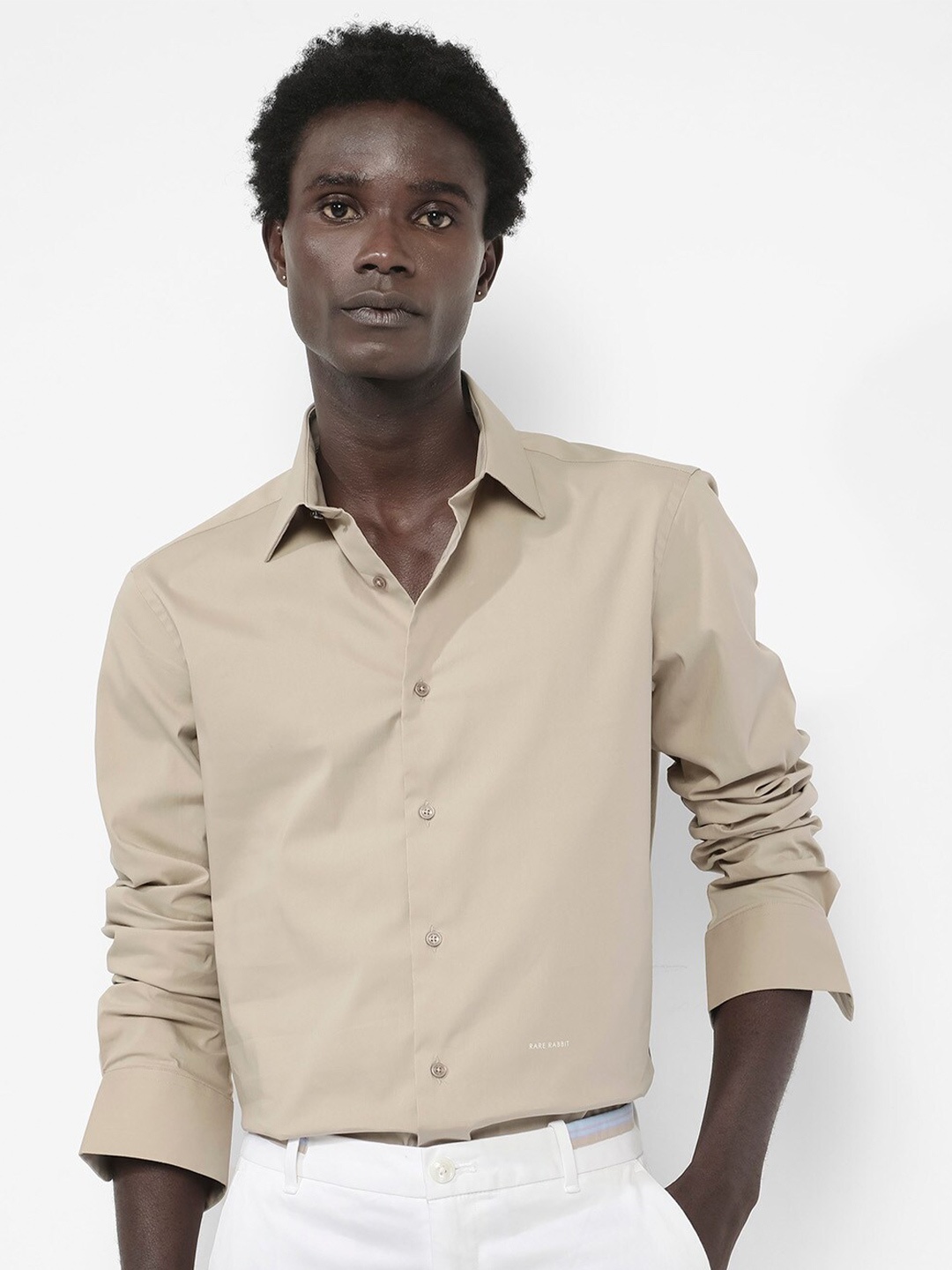 

RARE RABBIT Men Bendict Regular Fit Opaque Shirt, Beige