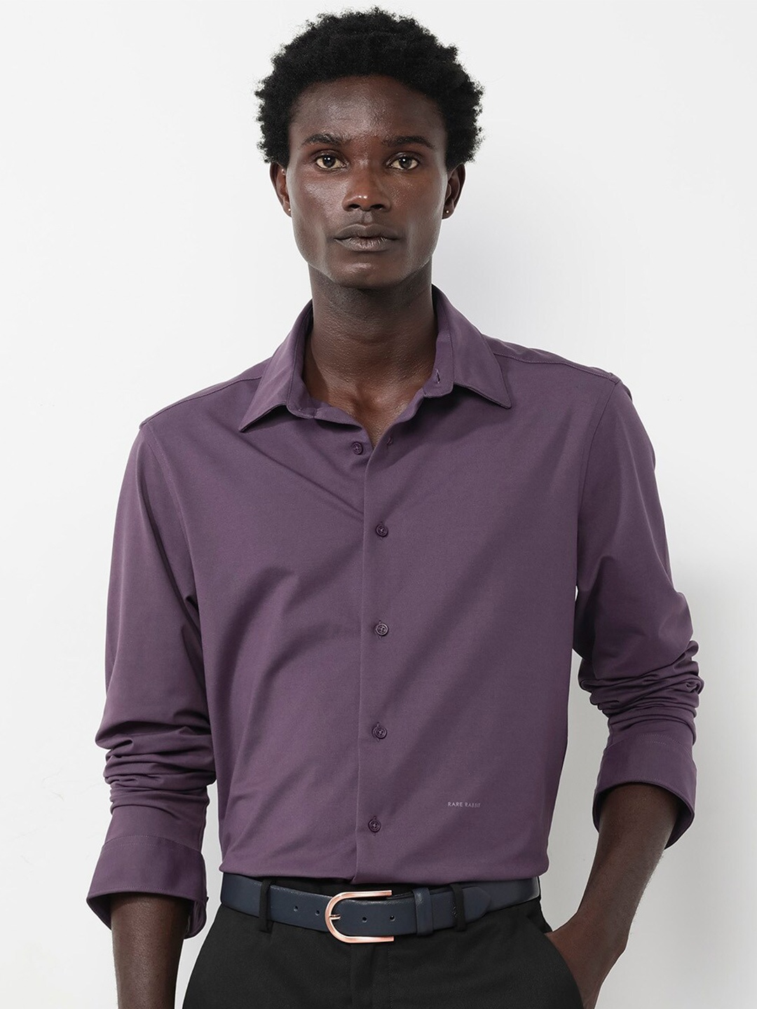 

RARE RABBIT Men Flyknit Power Stretch Knitted Shirt, Purple