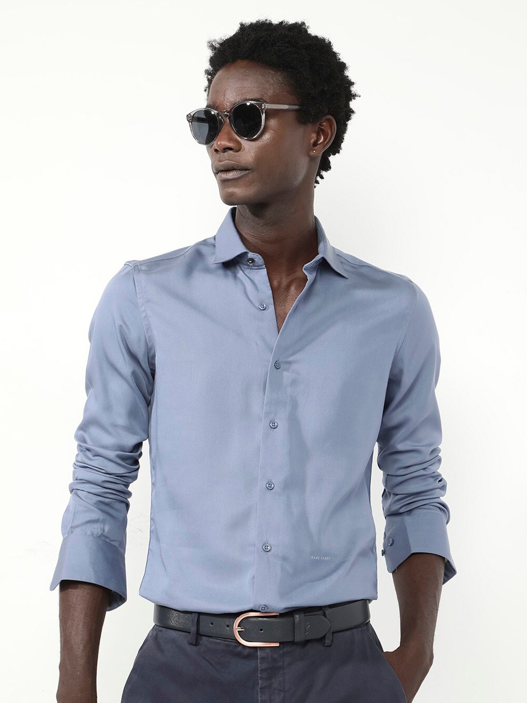 

RARE RABBIT Men Memo Ls Regular Fit Opaque Formal Shirt, Blue