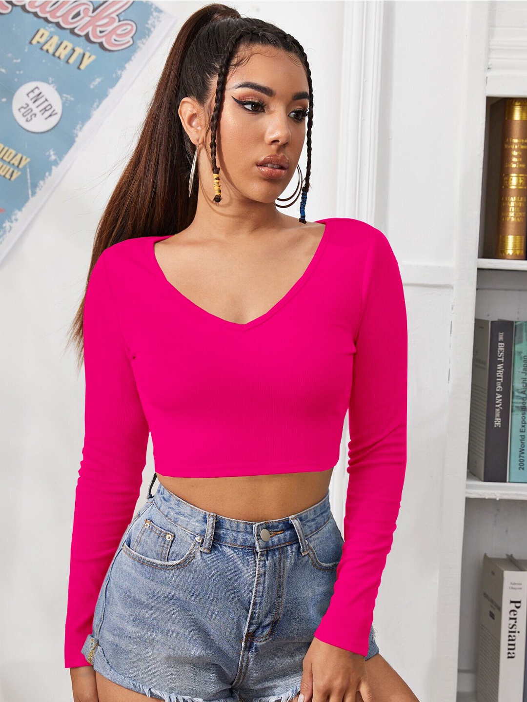 

RAJOVATI Styled Back Crop Top, Pink