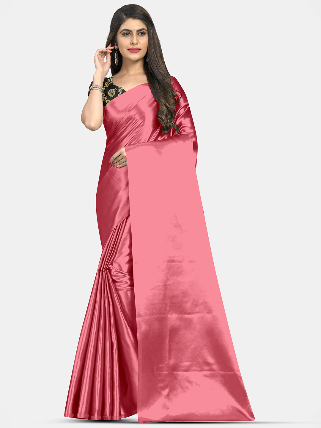 

Aardiva Satin Saree, Pink