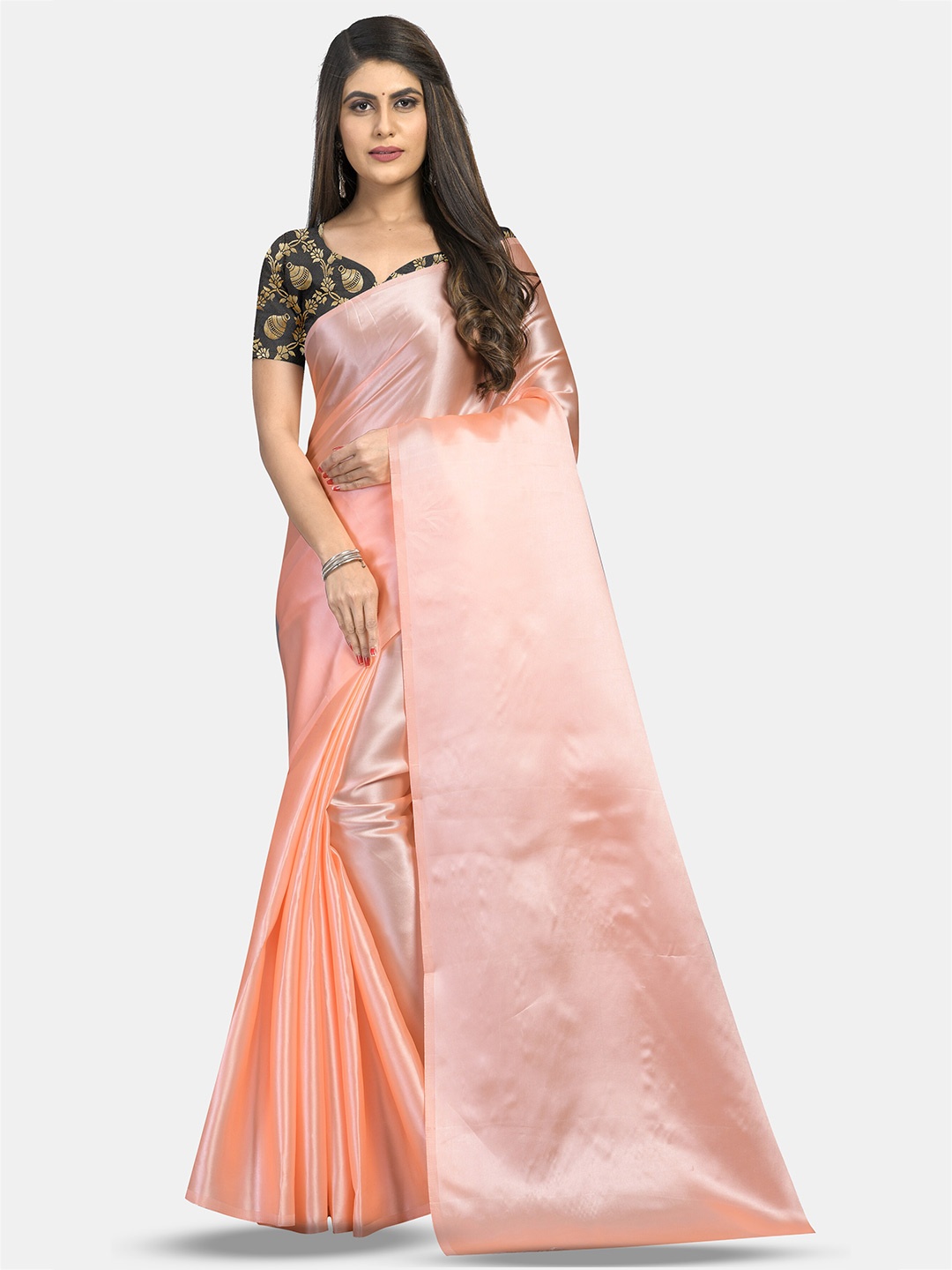 

Aardiva Satin Saree, Peach