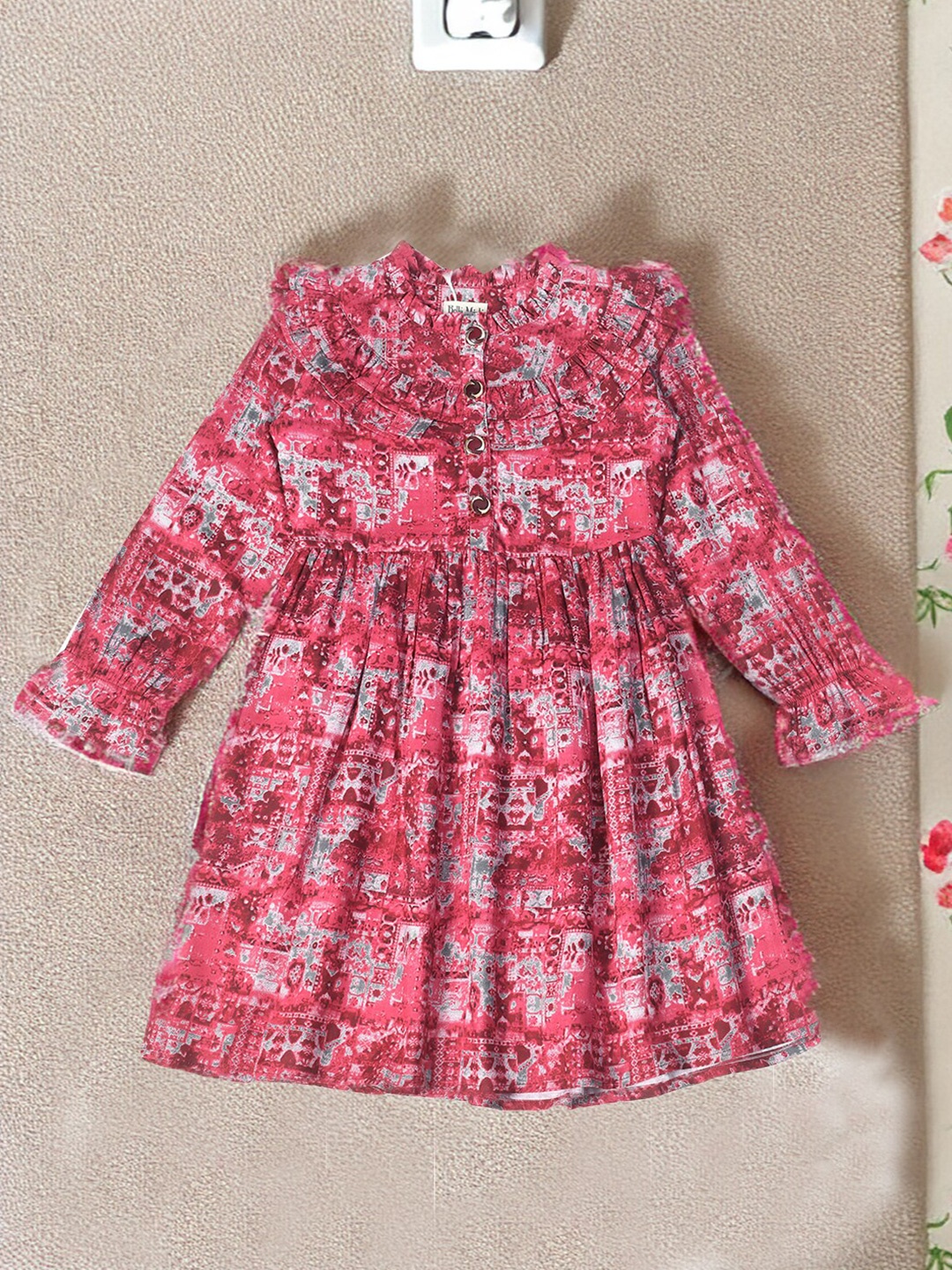 

BAESD Girls Floral Printed Fit & Flare Dress, Red