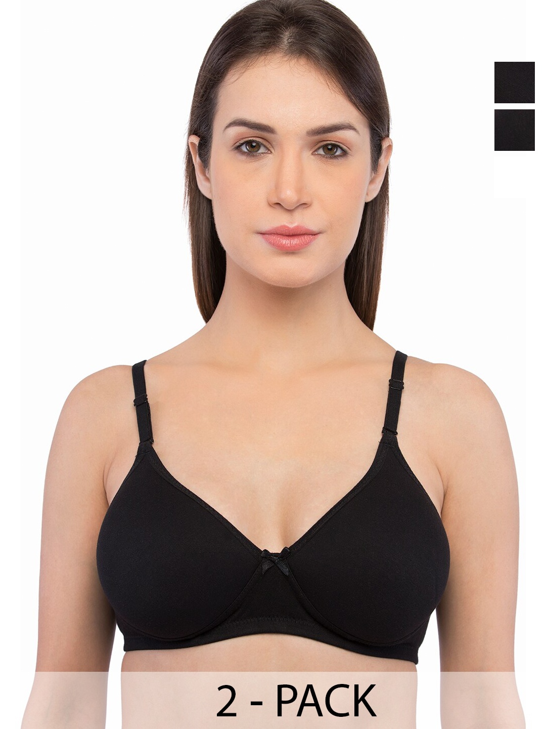 

Feelings ELLE Pack Of 2 Full Coverage Lightly Padded T-shirt Bra With All Day Comfort, Black