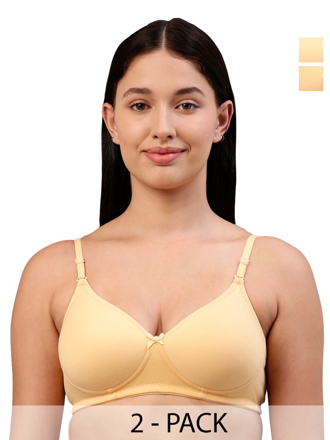 

Feelings Pack of 2 Cotton T-shirt Bra - Full Coverage Lightly Padded, Nude