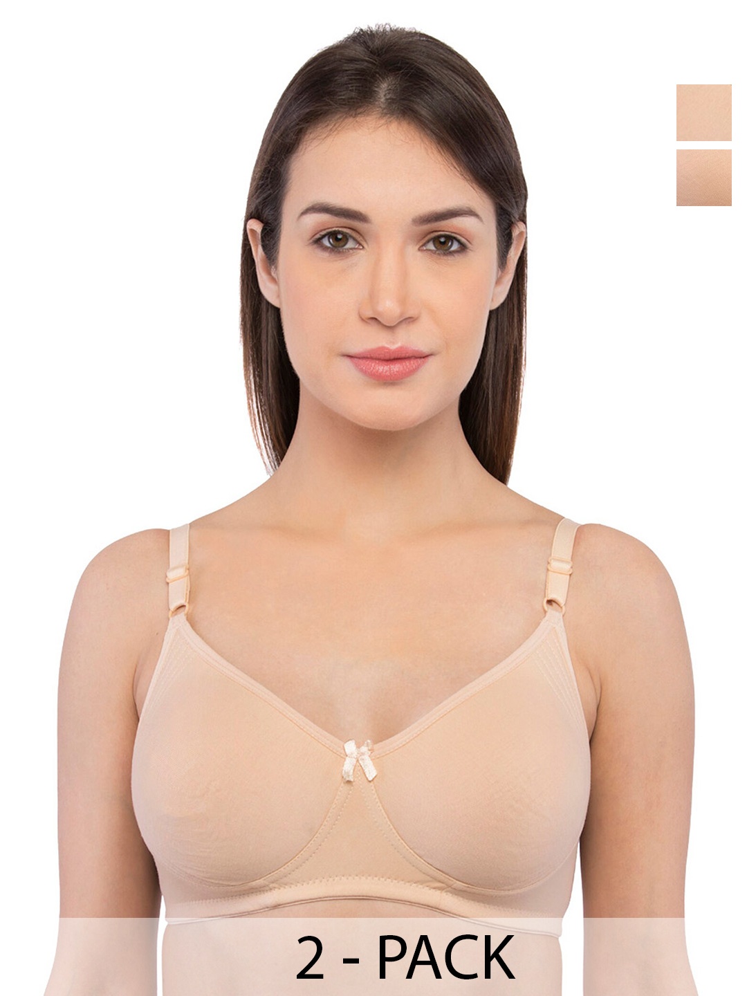 

Feelings Allure Pack Of 2 Full Coverage Non Padded Everyday Bra With All Day Comfort, Nude