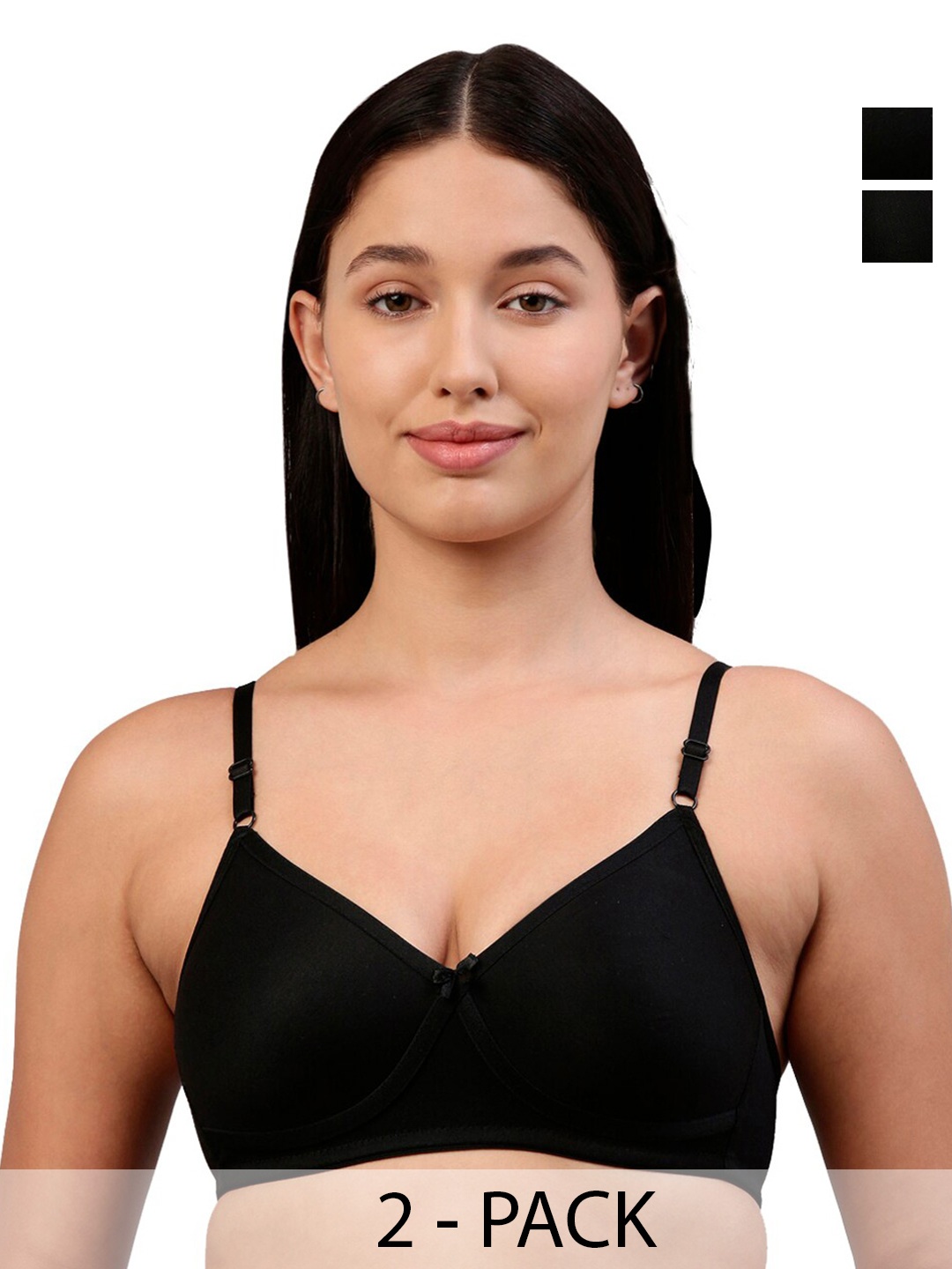 

Feelings Pack of 2 Cotton Everyday Bra - Full Coverage, Black