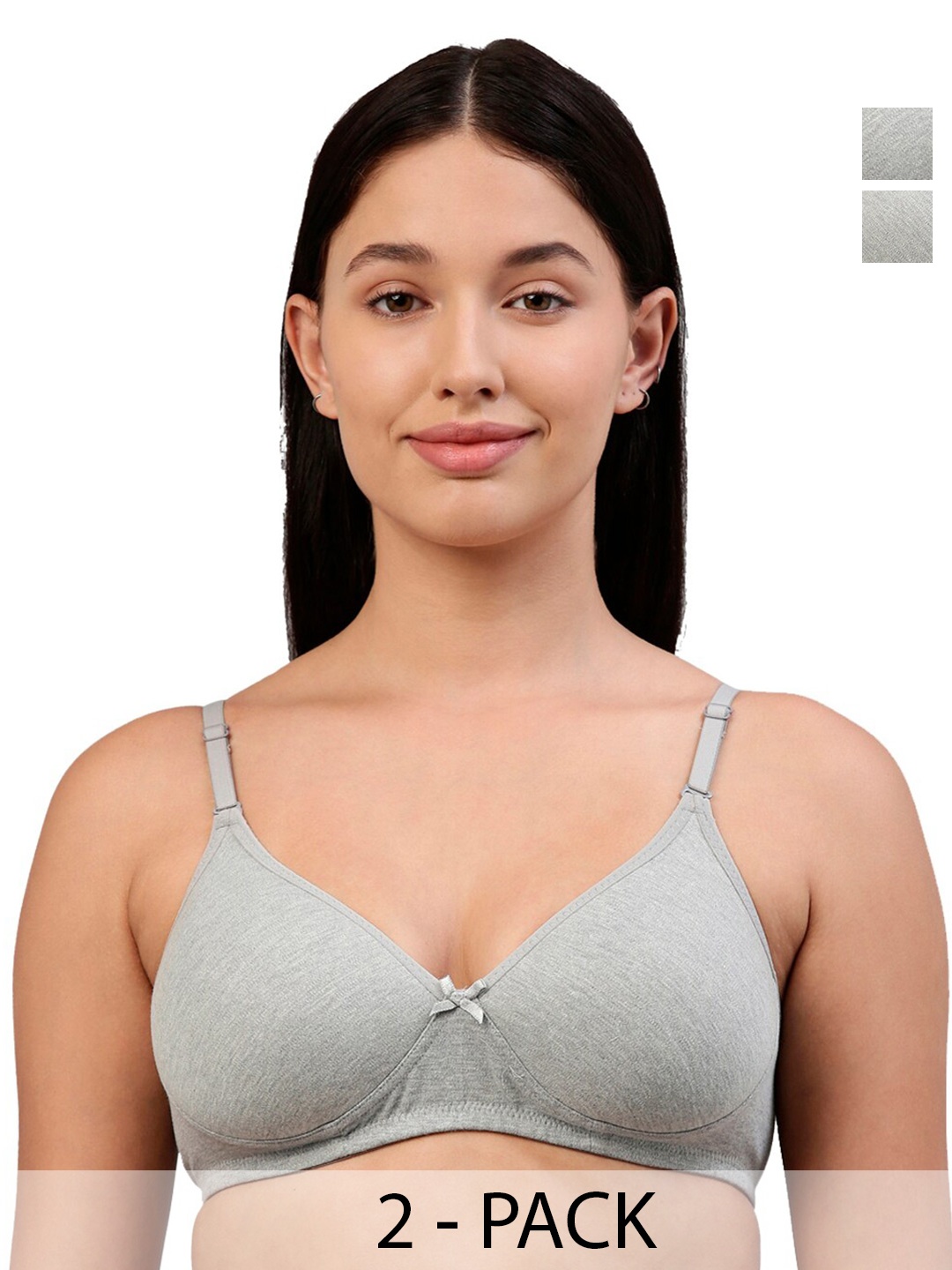 

Feelings Elle Pack Of 2 Full Coverage Lightly Padded T-shirt Bra With All Day Comfort, Grey