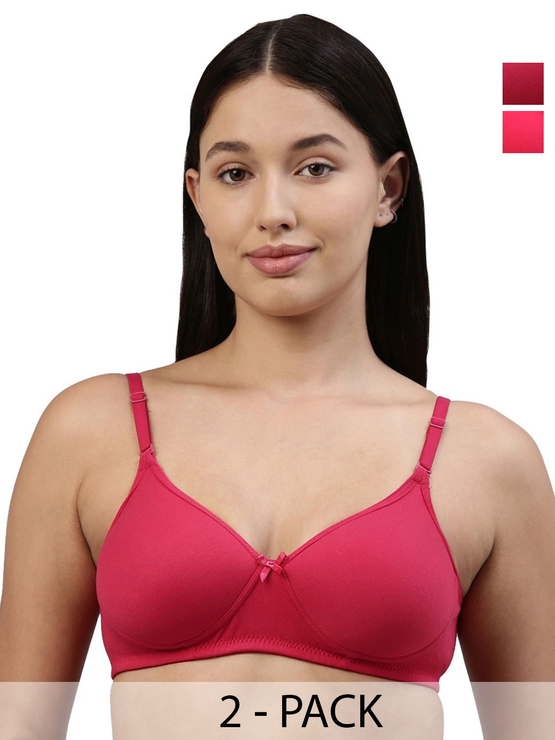 

Feelings Pack of 2 Cotton T-shirt Bra - Full Coverage Lightly Padded, Pink