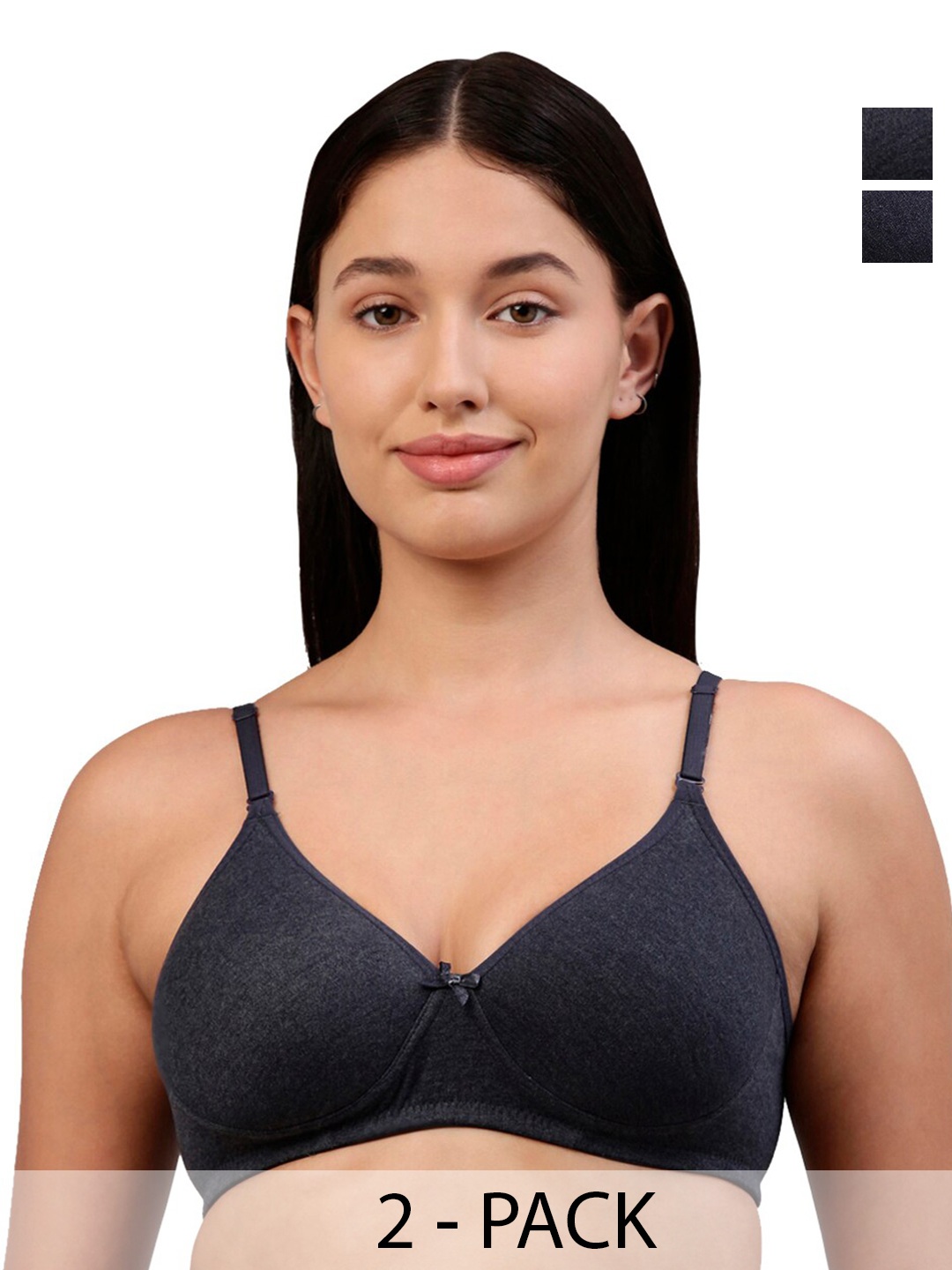 

Feelings Elle Pack Of 2 Full Coverage Lightly Padded T-shirt Bra With All Day Comfort, Blue