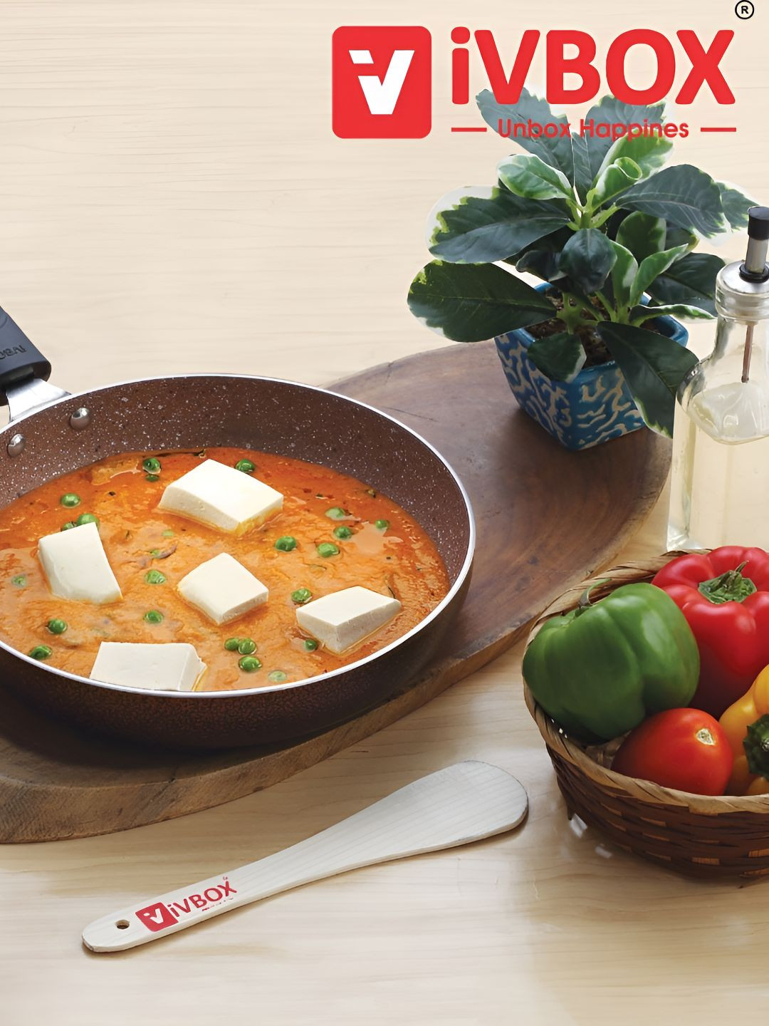 

iVBOX Brown Induction Bottom 5-Layer Granite Coating Aluminium Fry Pan 1.5 L
