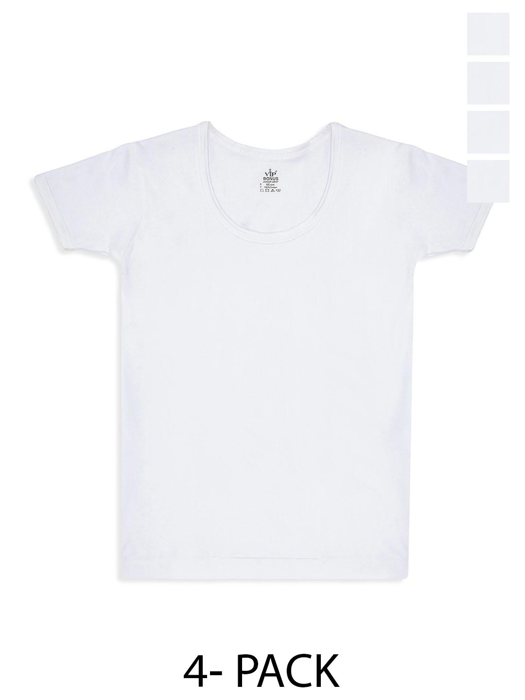 

VIP Boys Pack Of 4 Pure Cotton Innerwear Vests VP-BI-VS-JRRS2-2X5-PO4-73, White