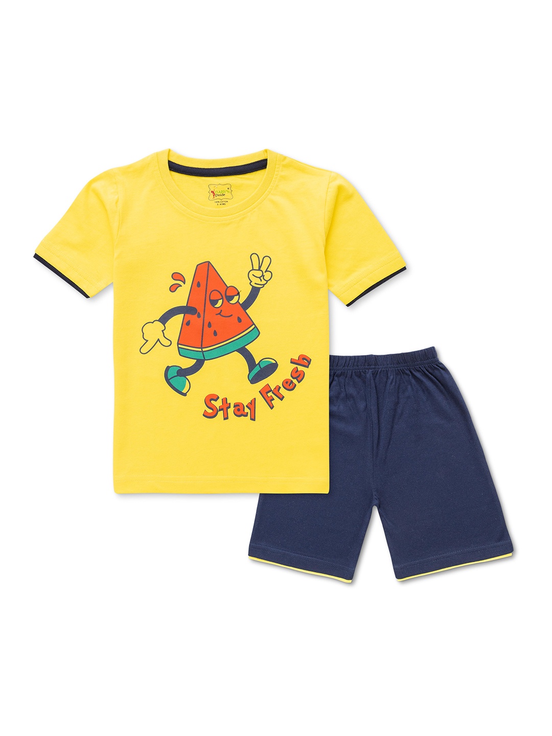 

BAESD Boys Printed T-shirt with Shorts, Yellow