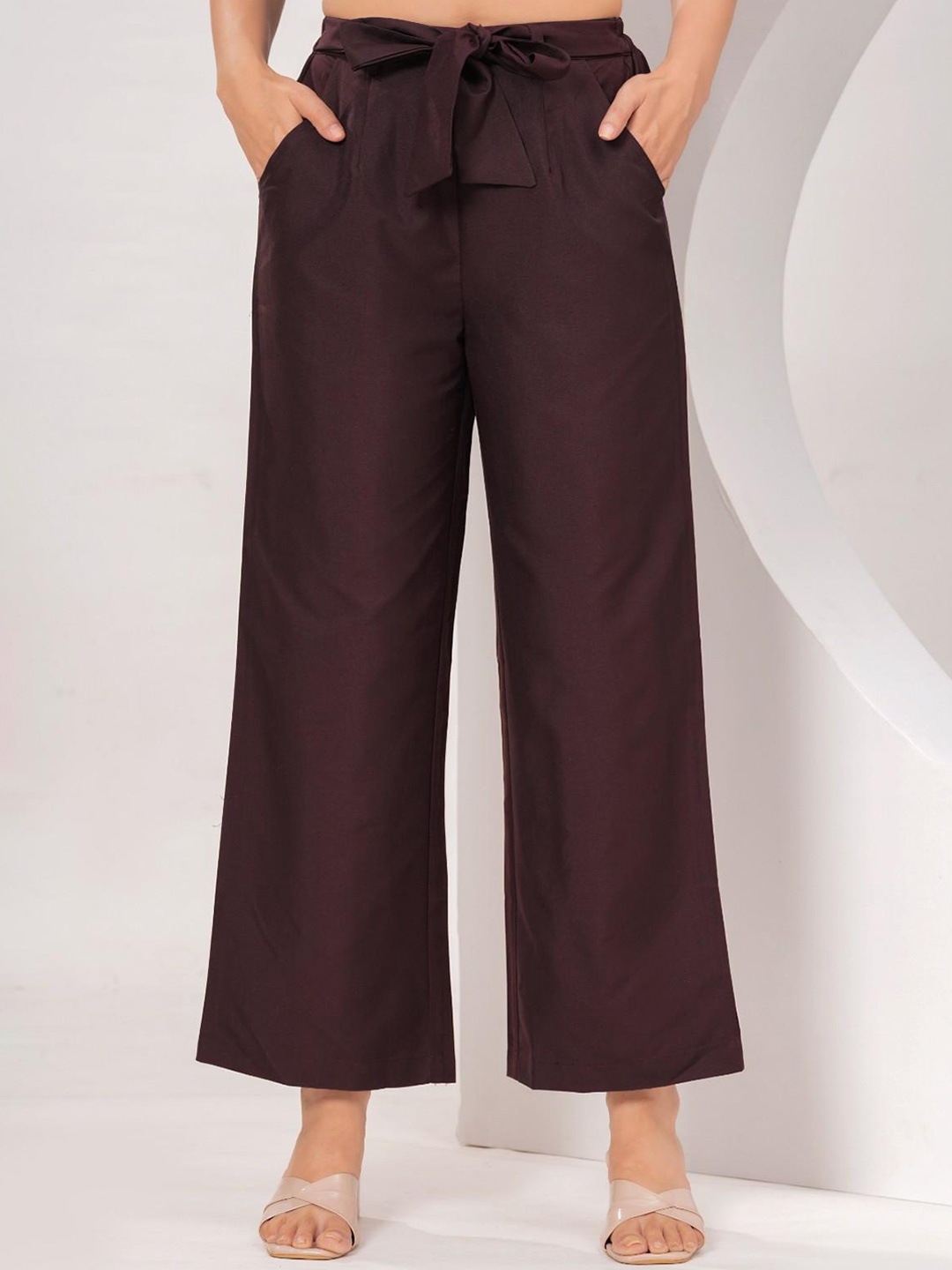 

ETC Women Brown Relaxed Fit Mid-Rise Cotton Plain Culottes Trousers