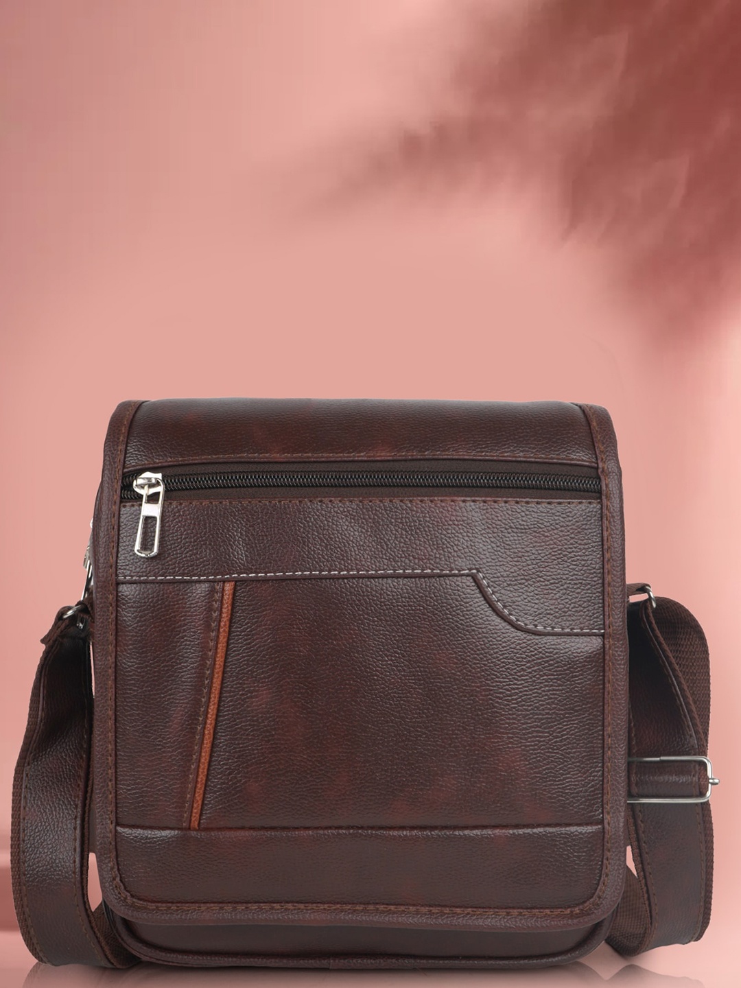 

PARSLEY Men Textured Structured Crossbody Sling Bag, Brown