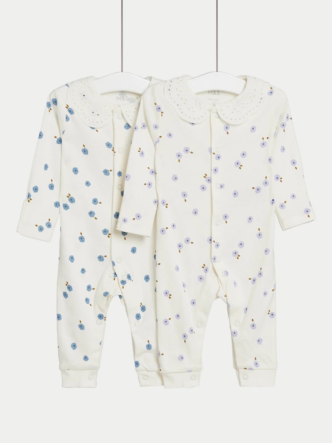 

Marks & Spencer Girls Pack Of 2 Printed Pure Cotton Sleepsuits, White