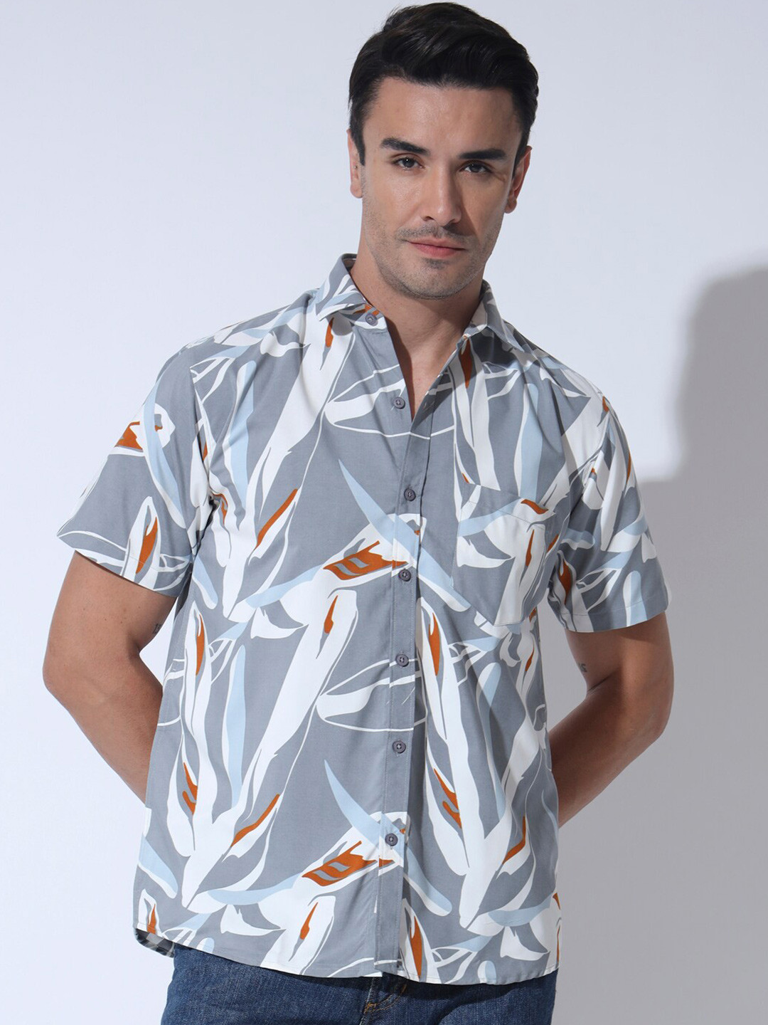 

RAMAESTRY Floral Printed Casual Shirt, Grey