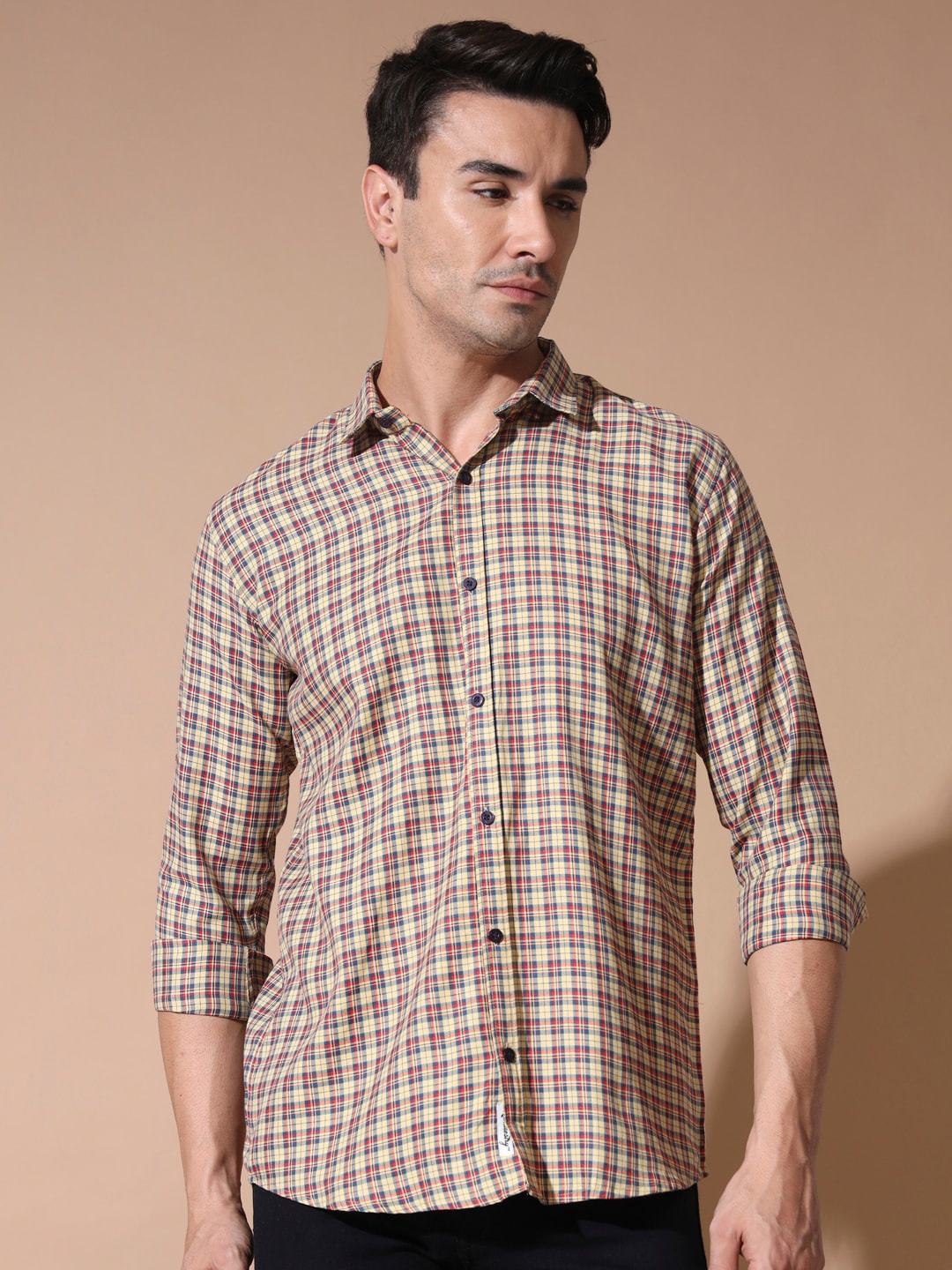 

RAMAESTRY Original Tartan Checked Cotton Casual Shirt, Brown