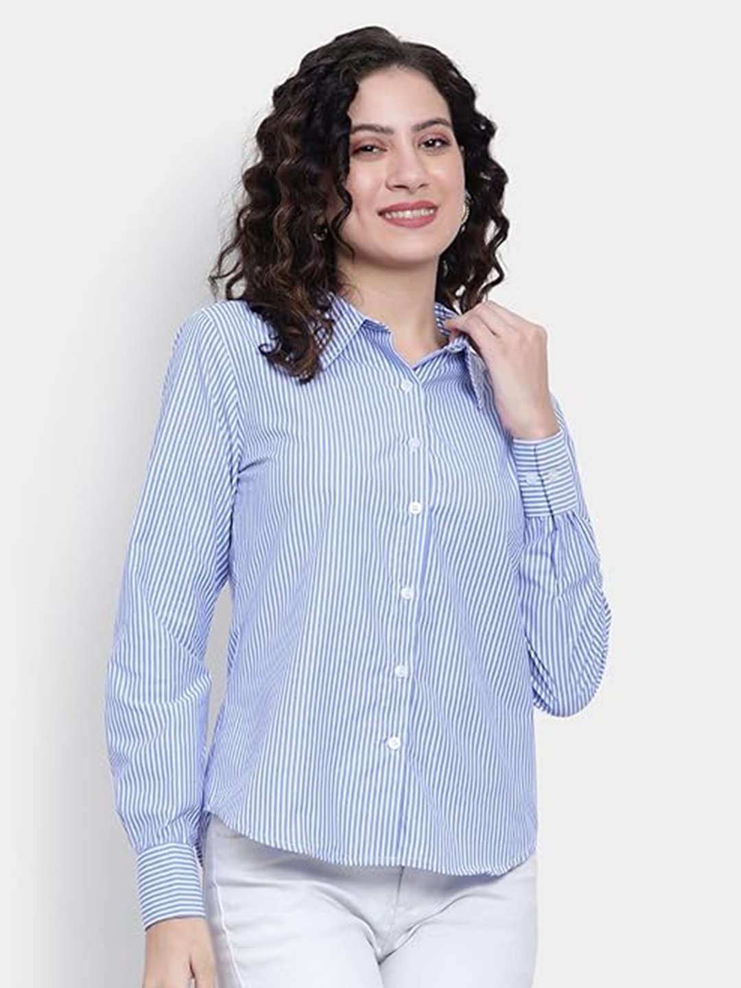 

NKSA FASHION Comfort Striped Casual Shirt, Blue