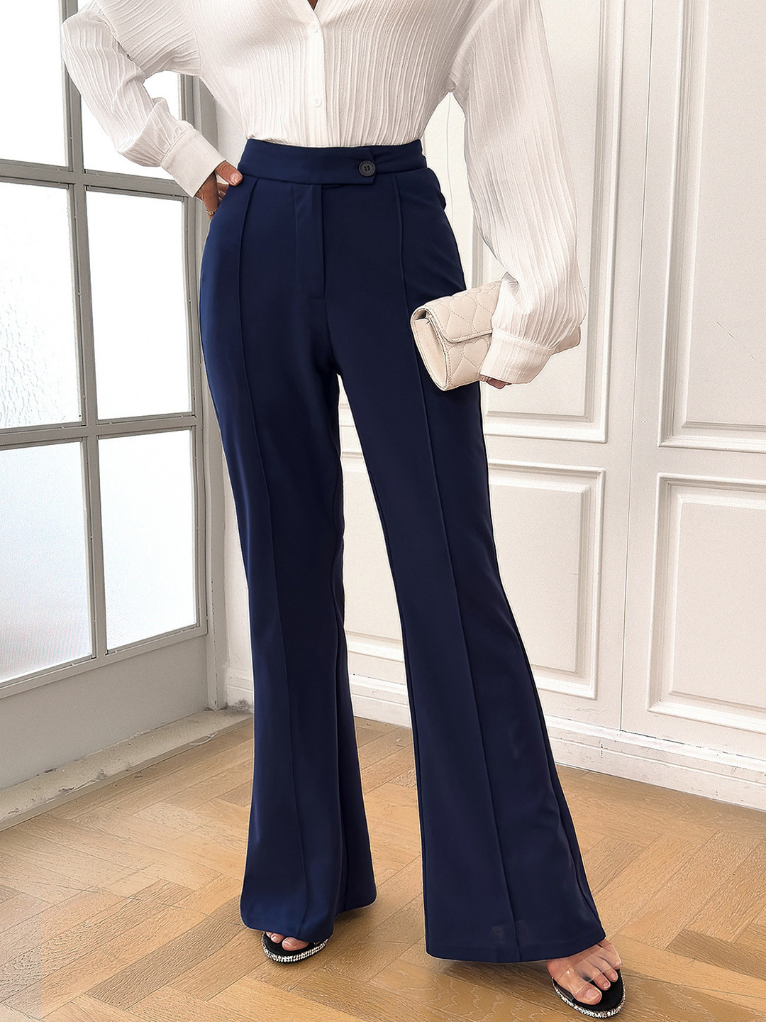 

all about you Blue Women Flared High-Rise Bootcut Trouser, Navy blue