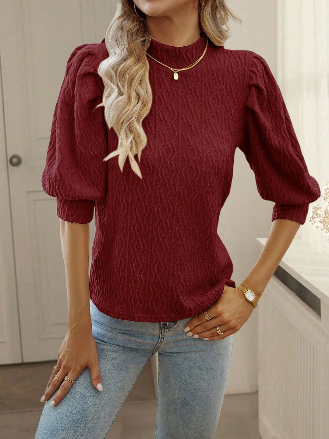 

all about you Puff Sleeve Top, Red