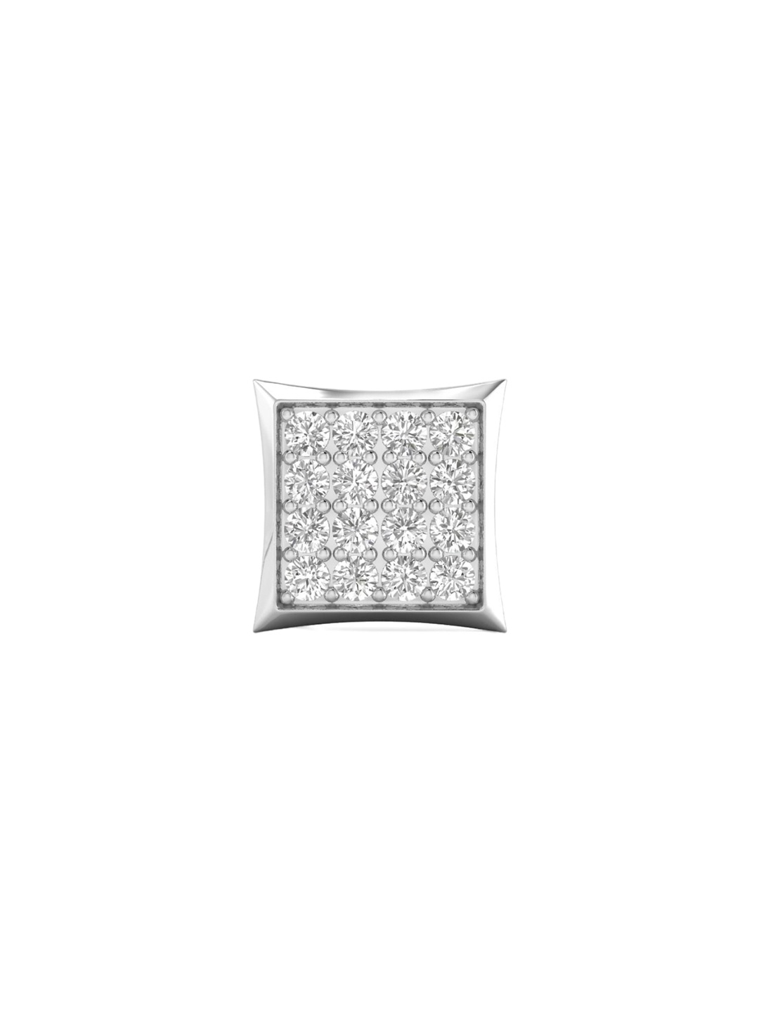 

ORIONZ Men 925 Sterling Silver Silver-Plated Square Shaped Stud Earring, White