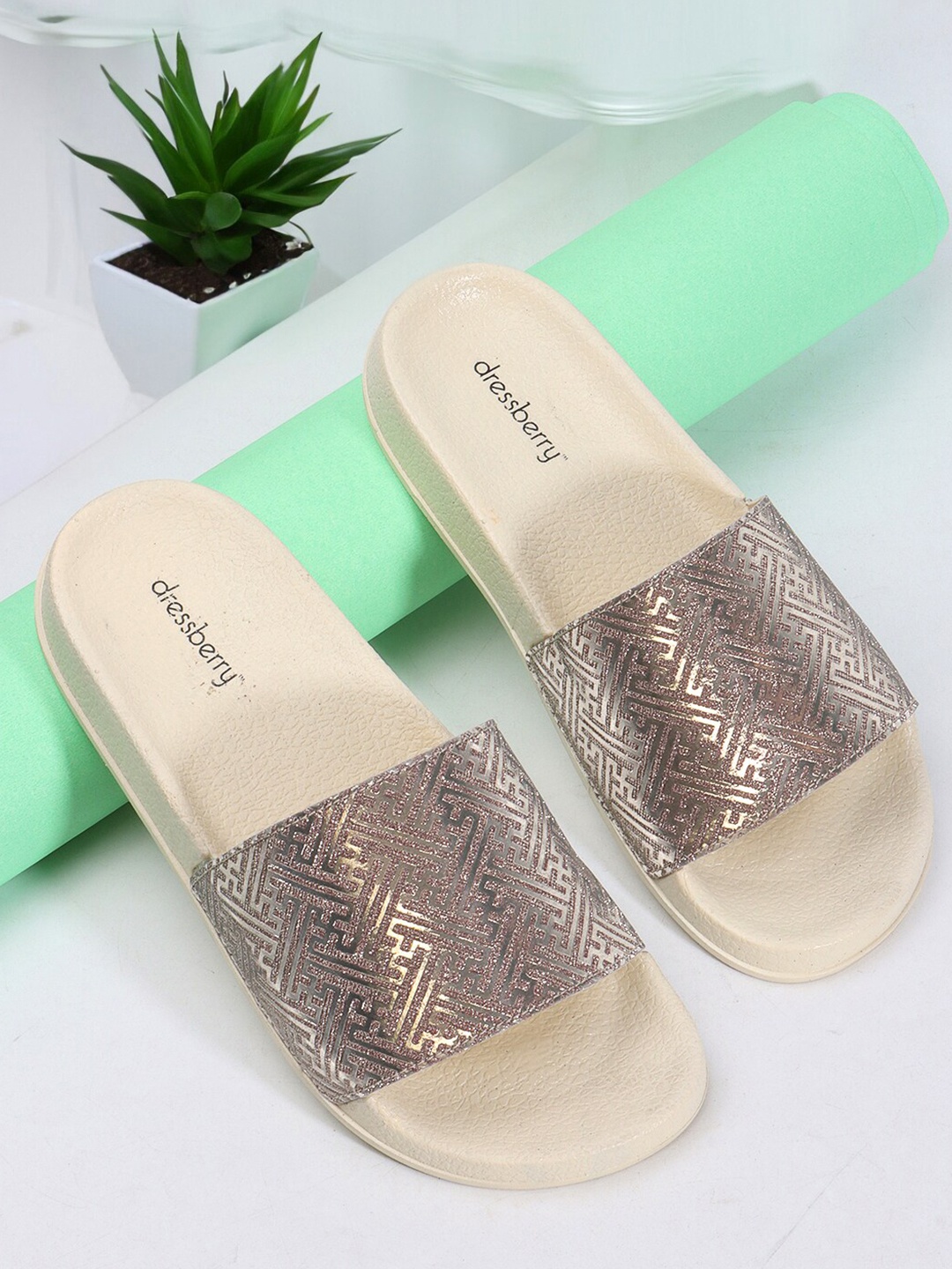 

DressBerry Women Beige Textured Sliders