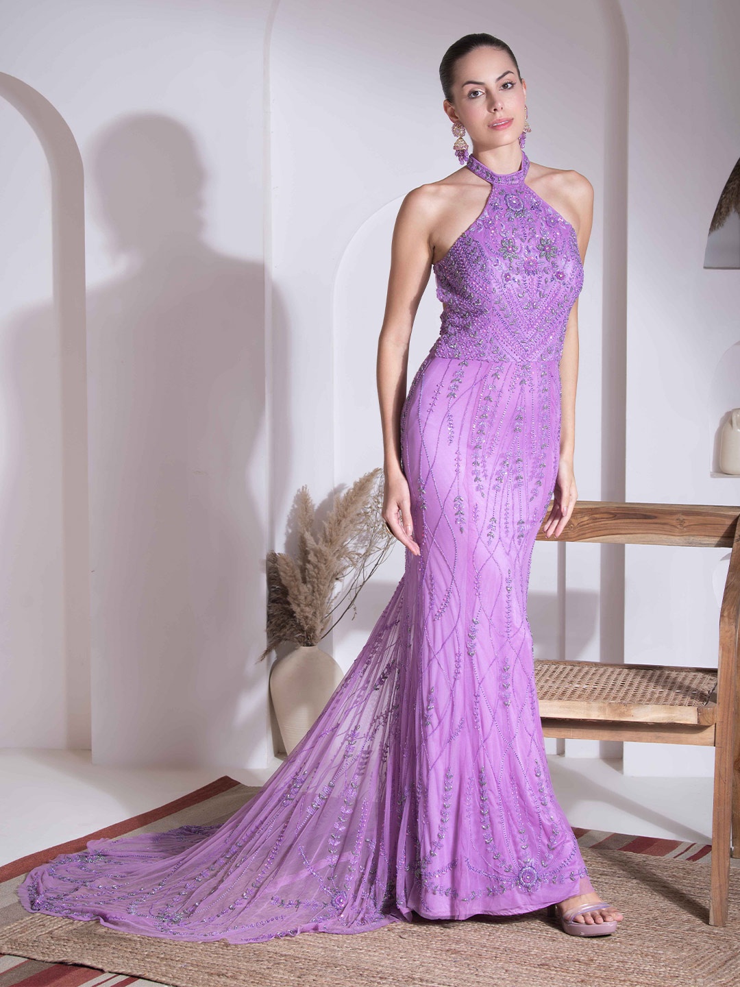 

Kanchi Khurana Couture Net Maxi Dress, Lavender