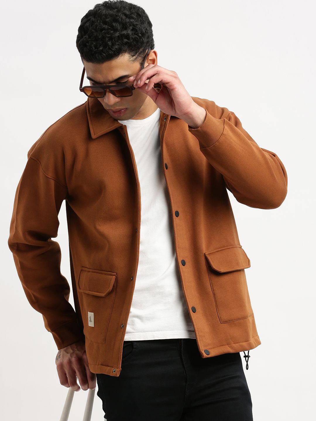 

SHOWOFF Spread Collar Windcheater Cotton Tailored Jacket, Brown