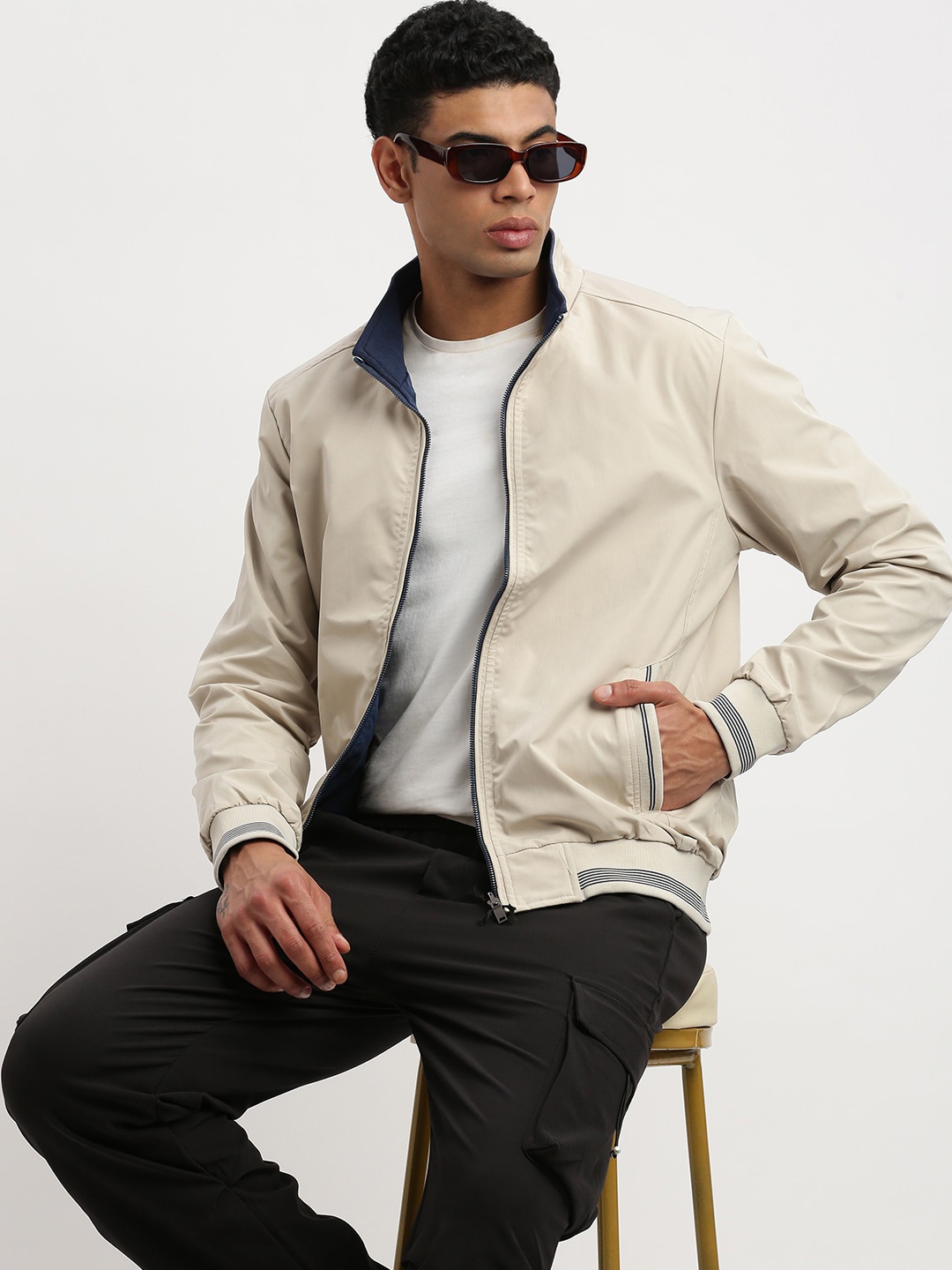 

SHOWOFF Reversible Bomber Jacket, Cream