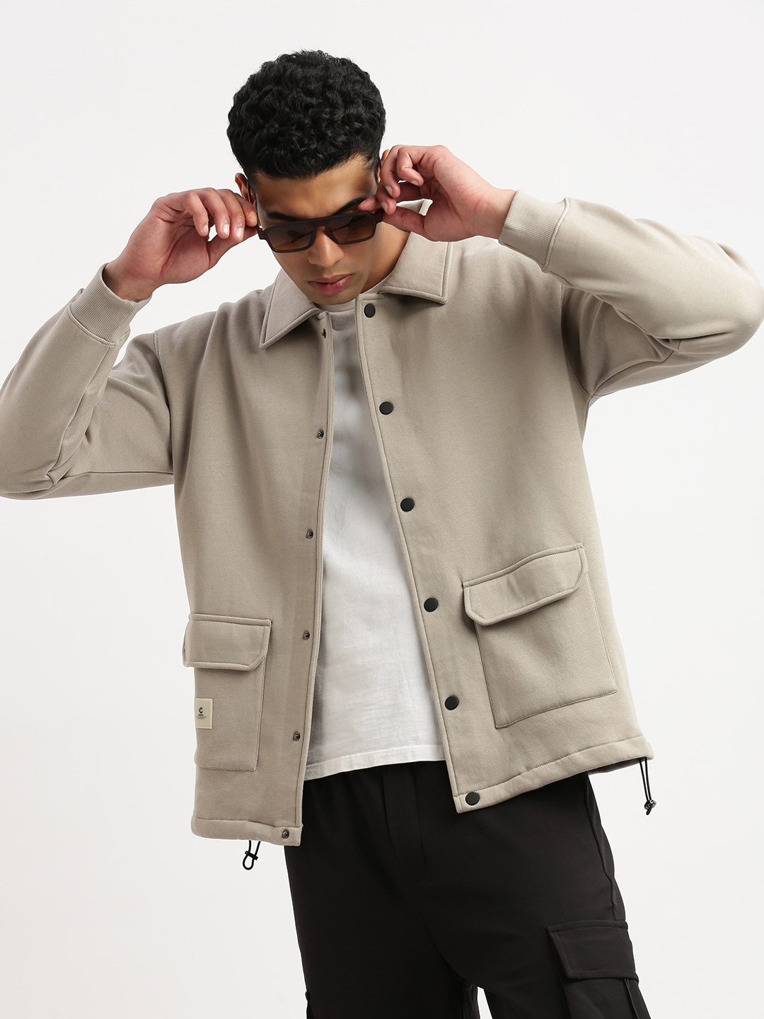 

SHOWOFF Spread Collar Long Sleeves Tailored Jacket, Beige