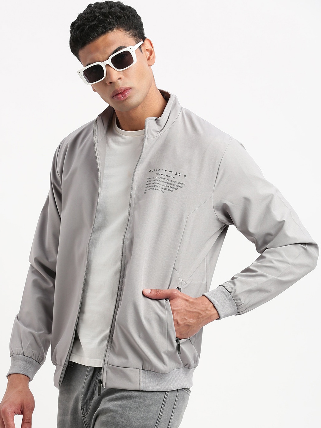 

SHOWOFF Windcheater Bomber Jacket, Grey