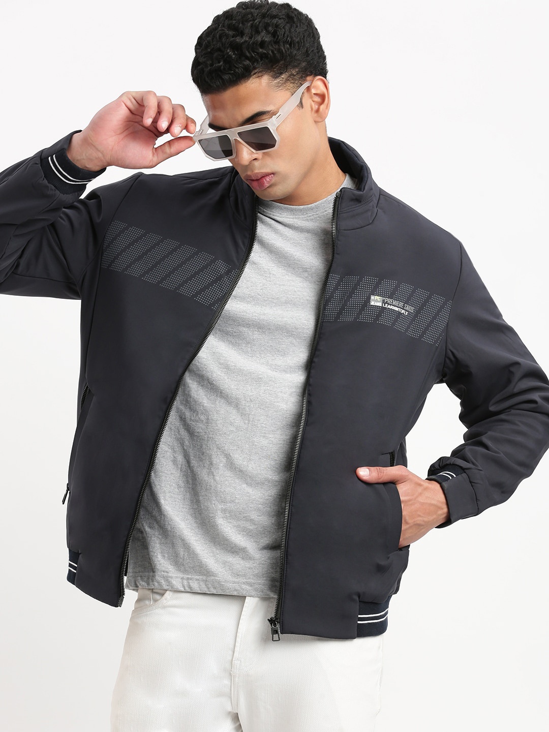 

SHOWOFF Long Sleeves Windcheater Bomber Jacket, Navy blue